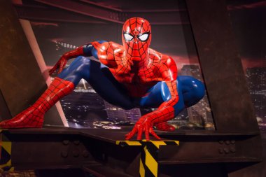 Örümcek Adam balmumu figürü Madame Tussauds Müzesinde, Siyam Keşfi Bangkok Tayland 'da.