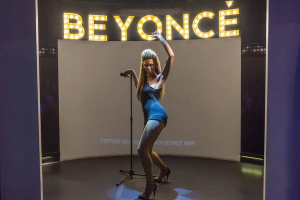Beyonce Knowles viasz figura kijelző Madame Tussauds Múzeum, Siam Discovery Bangkokban Thaiföld. — Stock Fotó