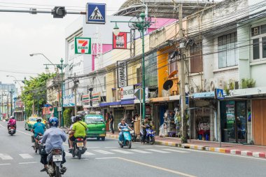 Bangkok,Thailand - October 29,2019 : Scenic view of the street traffic in Bangkok city,Thailand.