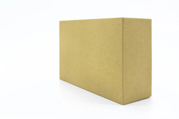 Pohled Hnědou Krabici Izolovanou Bílém Pozadí — Stock fotografie