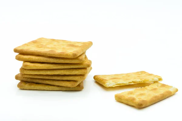 Vista Cerca Las Galletas Aisladas Sobre Fondo Blanco — Foto de Stock