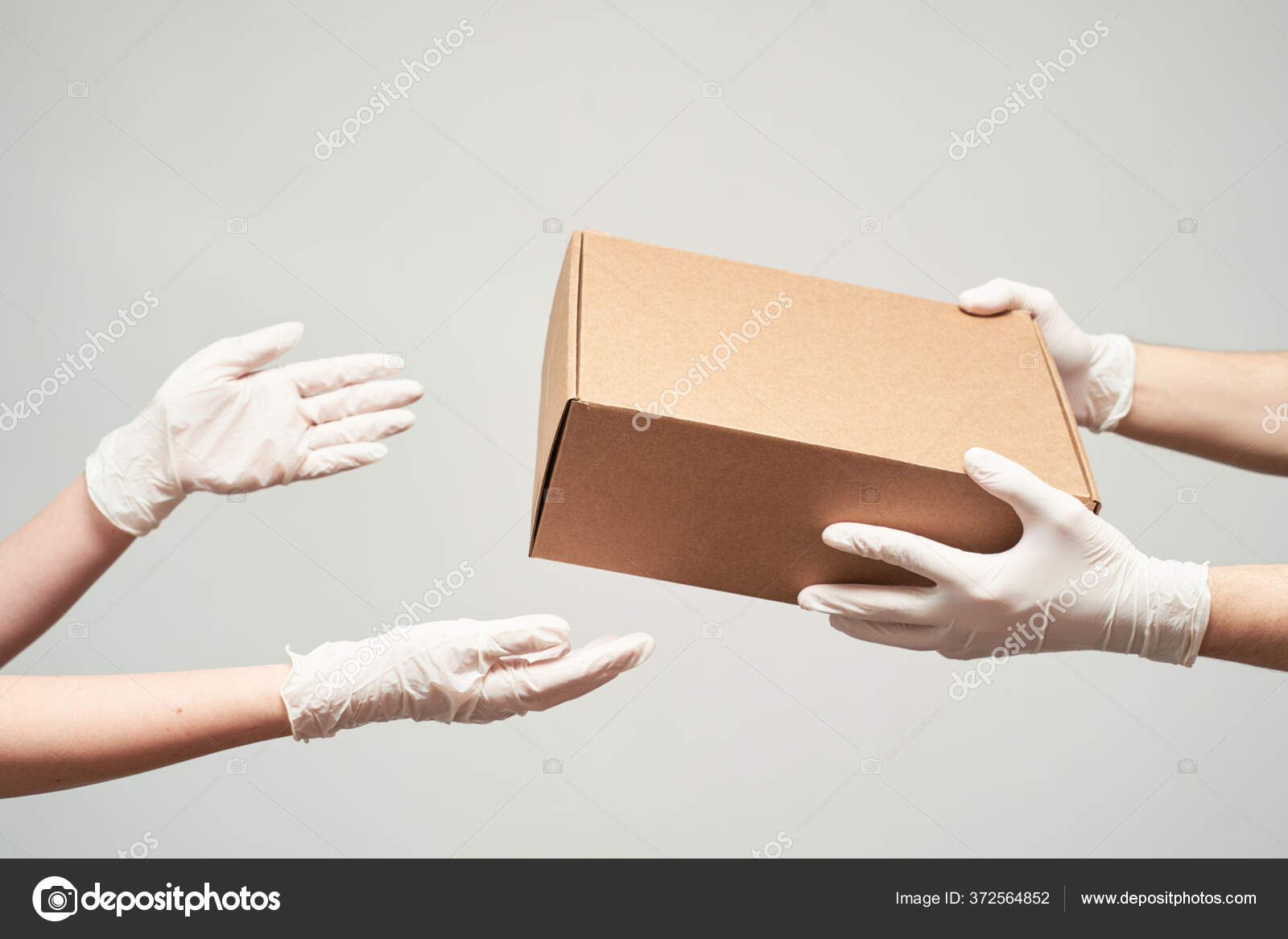 Premium Photo  Young delivery man in medical gloves and