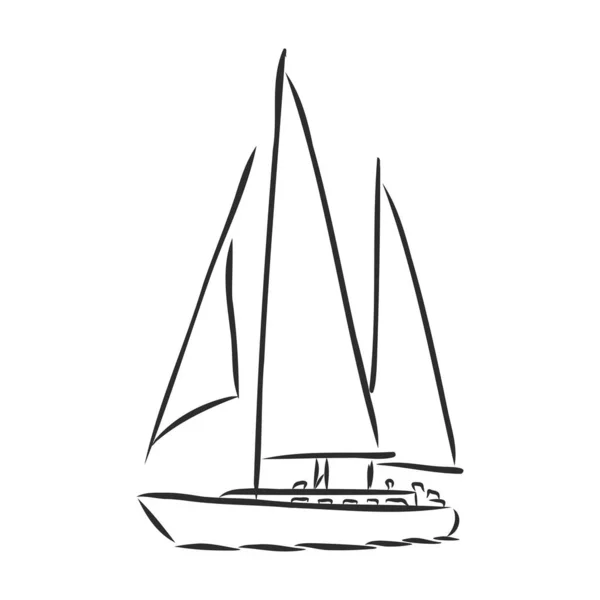 Hermoso velero. ilustración vectorial boceto. barco en el agua — Vector de stock