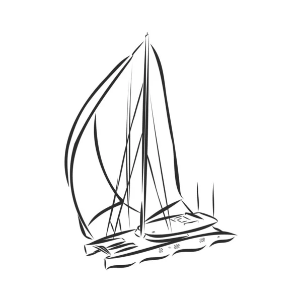 Όμορφο ιστιοφόρο. Σχέδιο διανυσματικής απεικόνισης. πλοίο στο νερό — Διανυσματικό Αρχείο