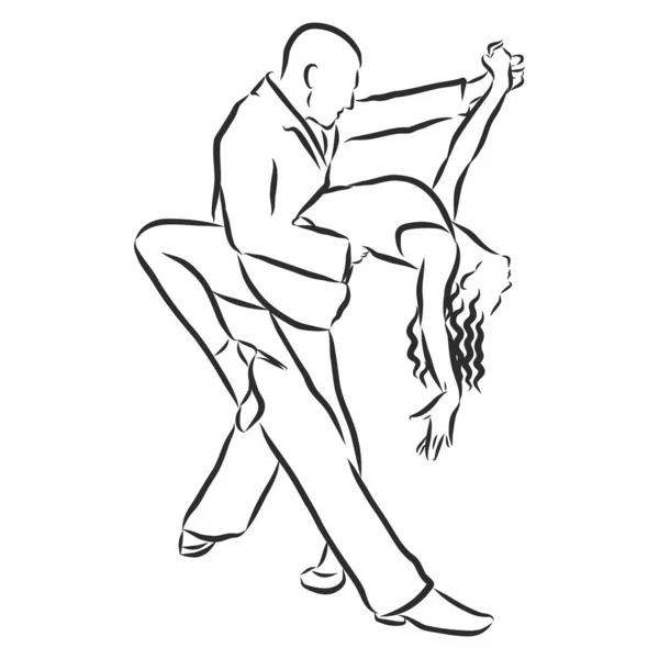 man and woman dancing sports dances, vector sketch illustration