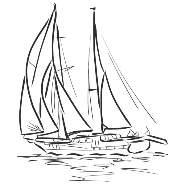 Mooie zeilboot. vectorillustratieschema. schip op het water — Stockvector