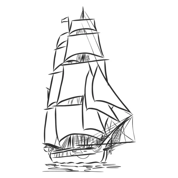 Mooie zeilboot. vectorillustratieschema. schip op het water — Stockvector