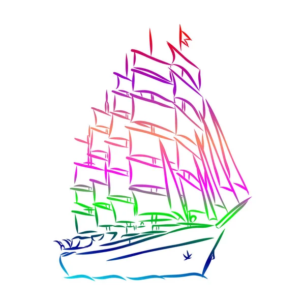 Beautiful sailboat. vector illustration sketch. ship on the water — Stock Vector