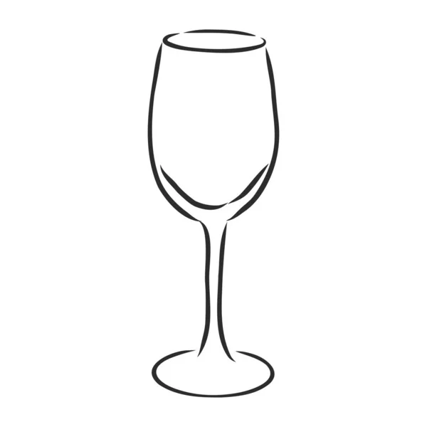 Een leeg glas wijn. vectorschets illustratie — Stockvector