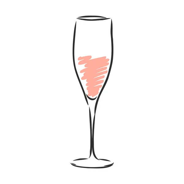 Een leeg glas wijn. vectorschets illustratie — Stockvector