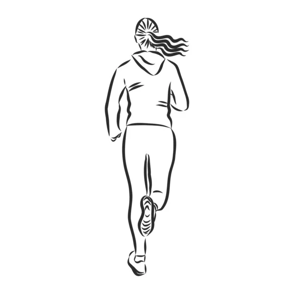 Mężczyzna na biegu, biegacz, znak, sylwetka, wektor szkic ilustracja — Wektor stockowy