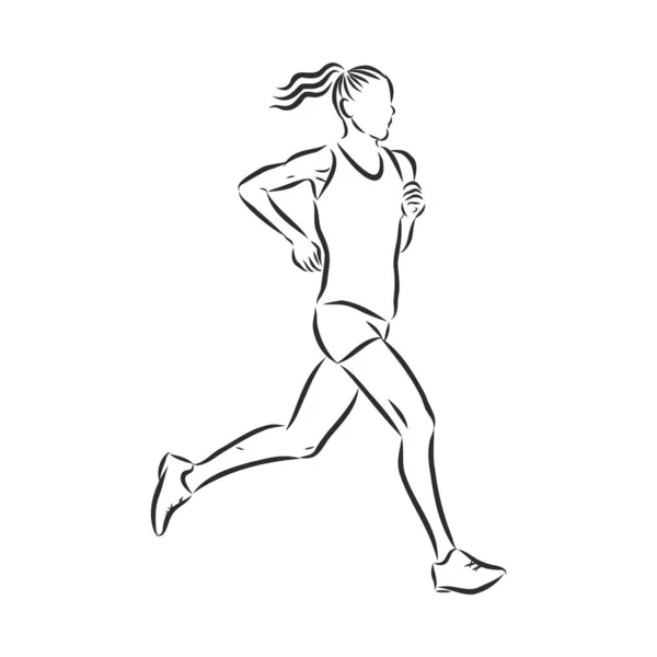 Homme en fuite, coureur, signe, silhouette, croquis vectoriels illustration — Image vectorielle