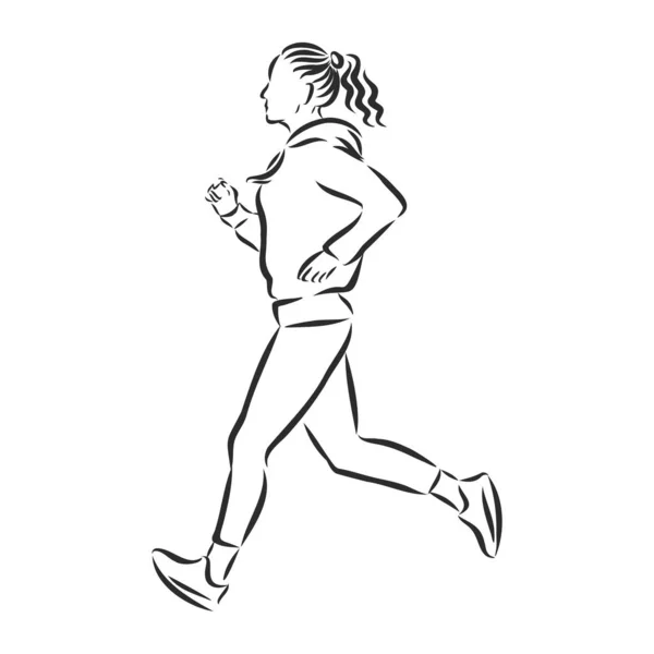 Homme en fuite, coureur, signe, silhouette, croquis vectoriels illustration — Image vectorielle