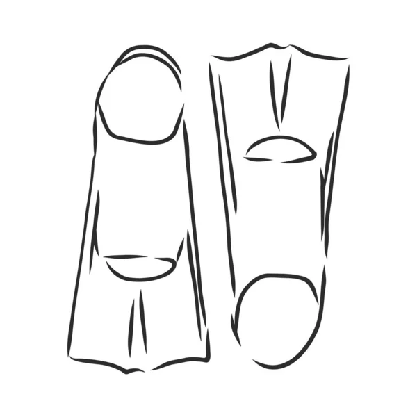 Palmes de ports pour plongeur, croquis vectoriel illustration — Image vectorielle