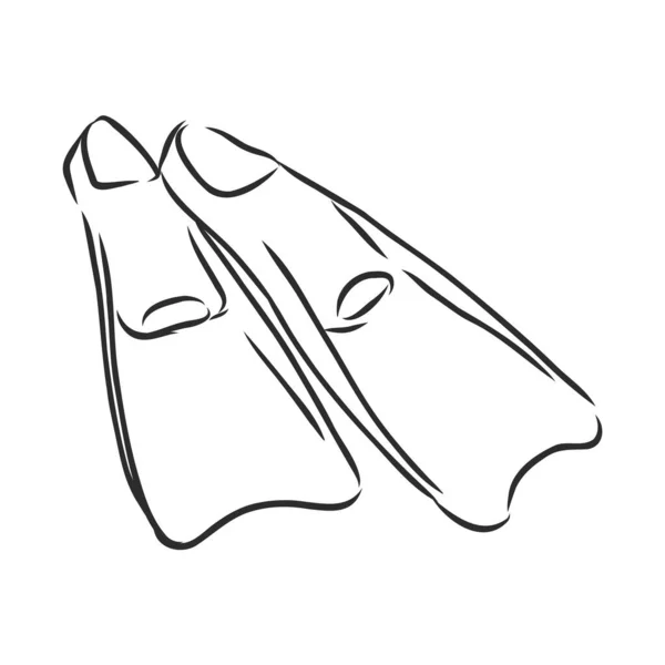 Portar flippers för dykare, vektor skiss illustration — Stock vektor