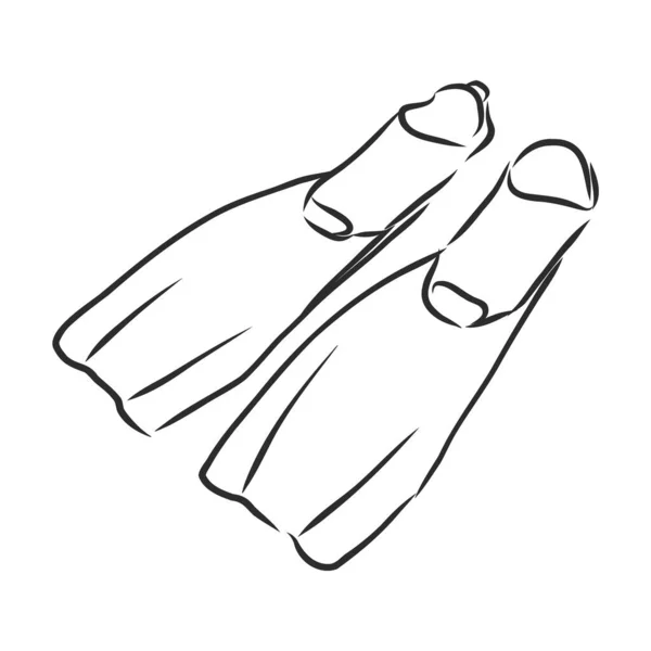 Palmes de ports pour plongeur, croquis vectoriel illustration — Image vectorielle
