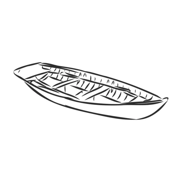 Ruderboot aus Holz, Boot zum Angeln und zur Erholung auf dem See, Vektorskizze Illustration — Stockvektor