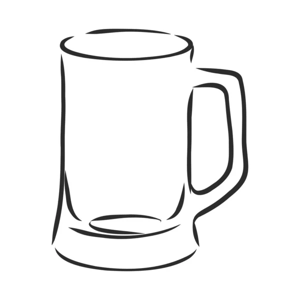 Tom öl mugg, glas, vektor skiss illustration — Stock vektor