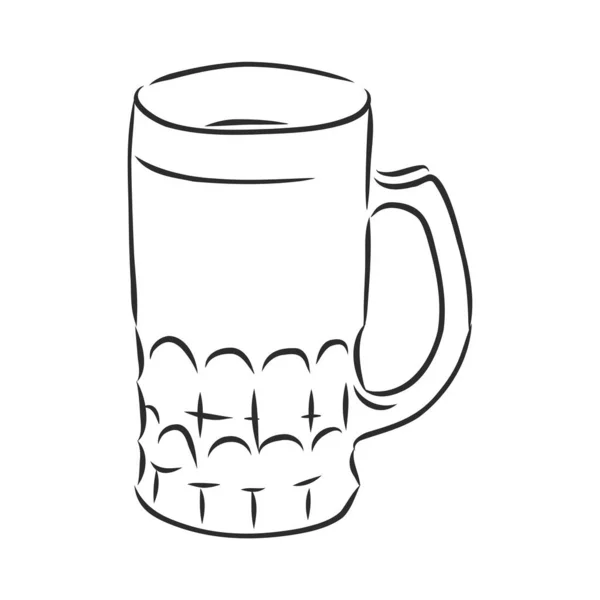 Tom öl mugg, glas, vektor skiss illustration — Stock vektor