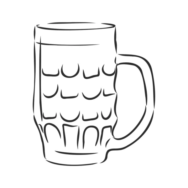 Taza de cerveza vacía, vidrio, ilustración de boceto vectorial — Vector de stock