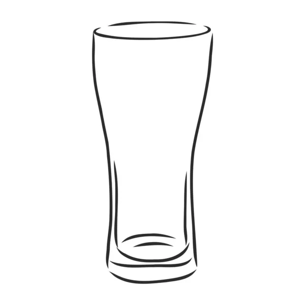 Vaso alto vacío para el jugo y la cerveza, ilustración del bosquejo del vector — Archivo Imágenes Vectoriales