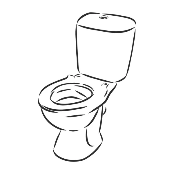 Porseleinen toiletpot, vectorschets illustratie, sanitair, interieur — Stockvector