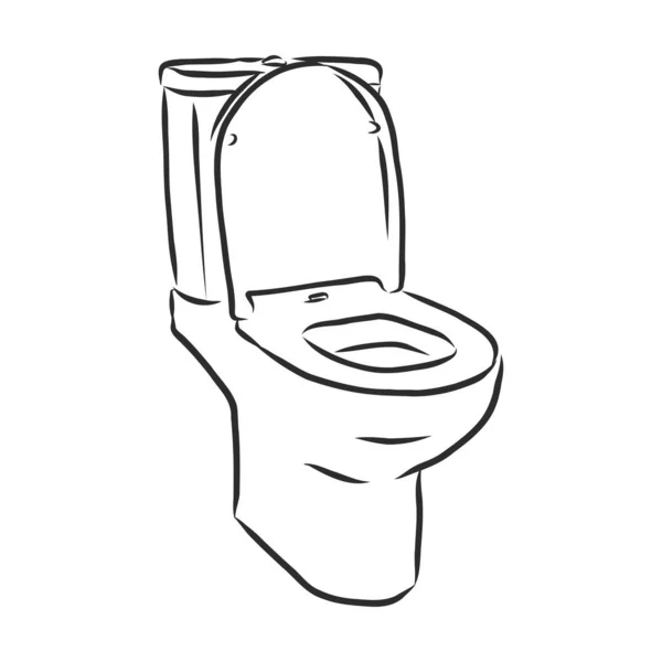 Porseleinen toiletpot, vectorschets illustratie, sanitair, interieur — Stockvector