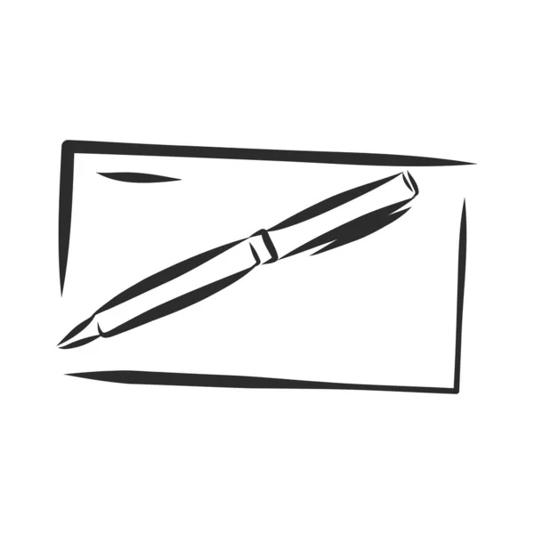 Enveloppe et stylo, panneau de message, croquis vectoriel illustration — Image vectorielle