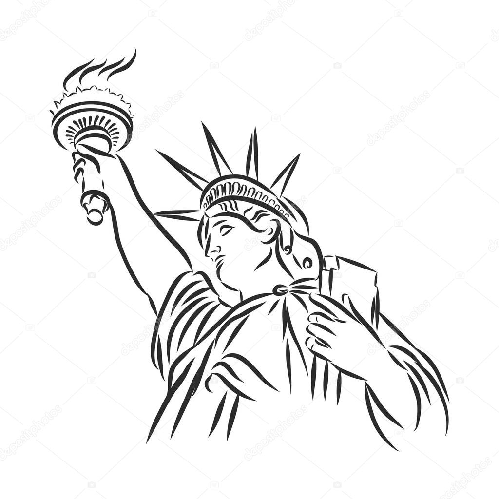 Statue of Liberty in new York vector sketch illustration