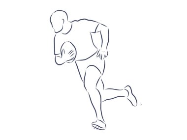Siyah çalışan bir Rugby oyuncusunun vektör çizimi