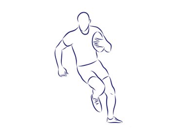 Siyah çalışan bir Rugby oyuncusunun vektör çizimi