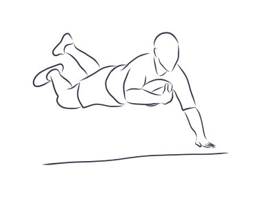 Siyah çalışan bir Rugby oyuncusunun vektör çizimi