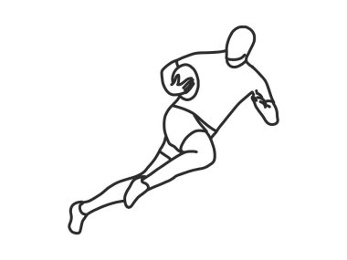 Siyah çalışan bir Rugby oyuncusunun vektör çizimi