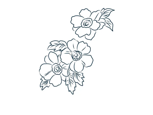 Carte Botanique Avec Des Fleurs Sauvages Feuilles Concept Ornement Printemps — Image vectorielle