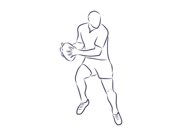 Illustration Vectorielle Joueur Rugby Portant Toutes Les Couleurs Noires — Image vectorielle