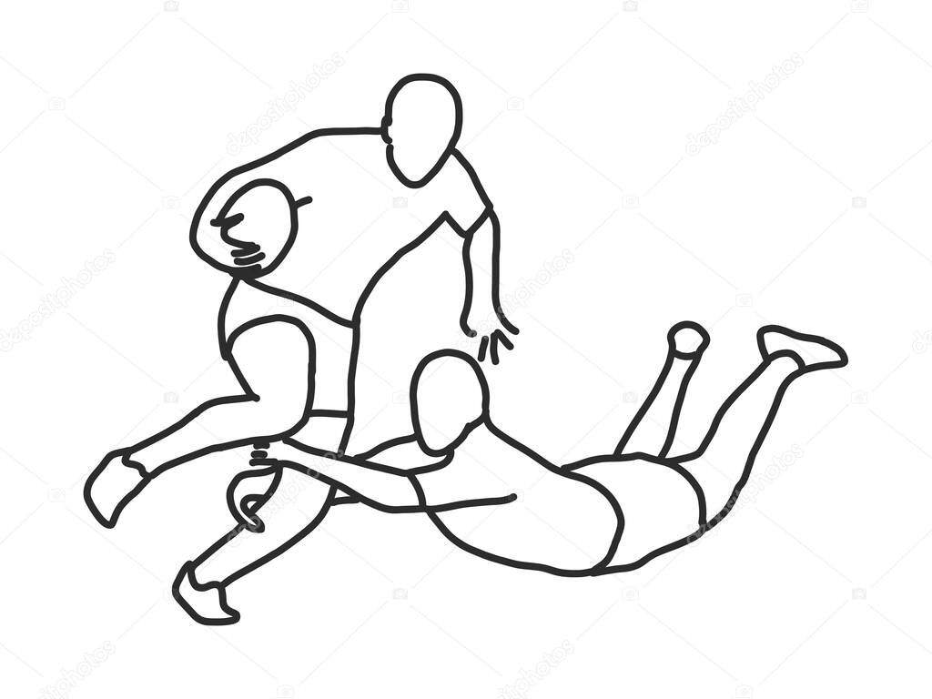 Vector illustration of a Rugby player wearing all black running
