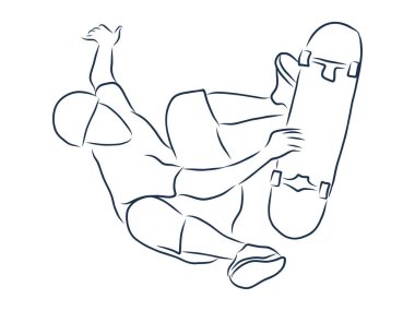 Kaykaycı atlama numarası yapıyor, vektör çizimi.