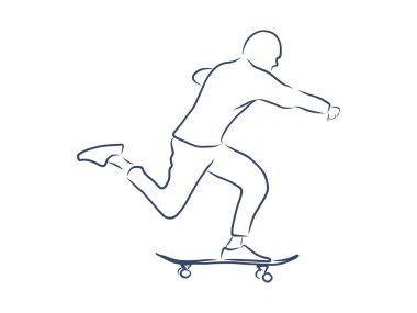 Kaykaycı atlama numarası yapıyor, vektör çizimi.