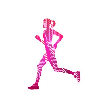 Beyaz arka planda koşan kadın sporcular. vektör