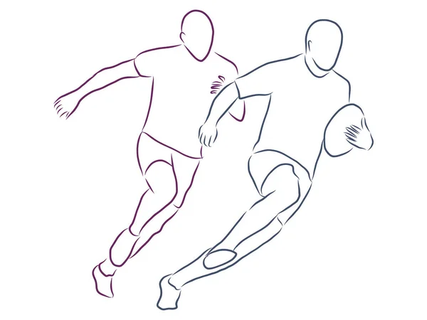 Ilustración Vectorial Jugador Rugby Con Todo Funcionamiento Negro — Archivo Imágenes Vectoriales