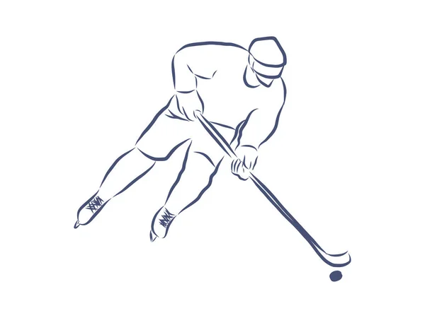 Patinaje Jugador Hockey Sobre Hielo Con Disco Vector Vista Frontal — Archivo Imágenes Vectoriales