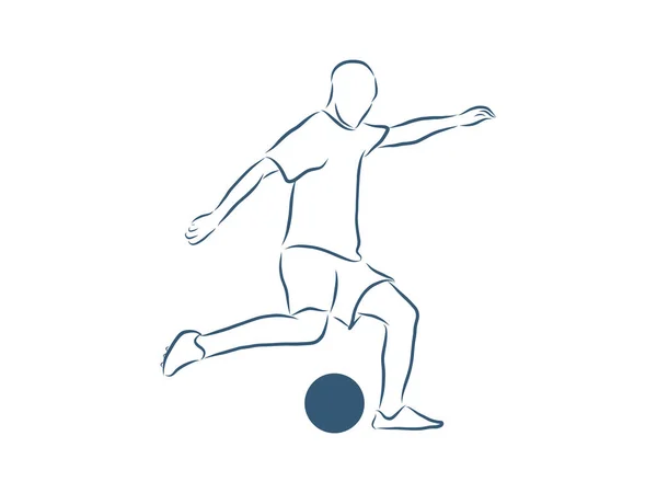 Joueur Football Avec Silhouette Vectorielle Ballon Football Jeu Sport Compétition — Image vectorielle