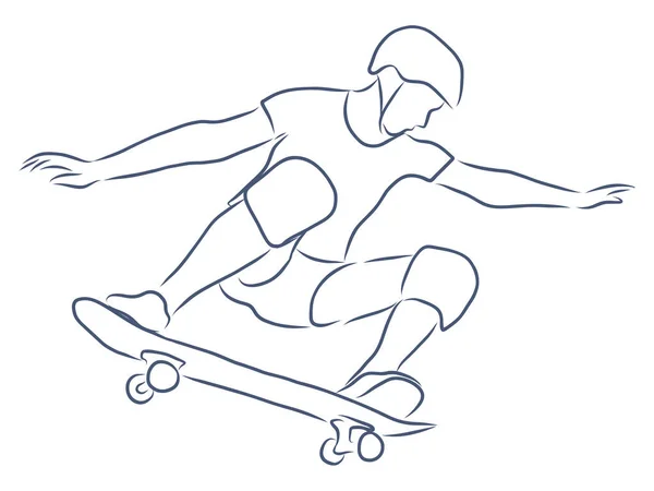 Skateboarder Beim Springen Vektor Illustration — Stockvektor