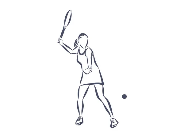 Illustration Tennisspelare Med Boll Och Racket — Stock vektor