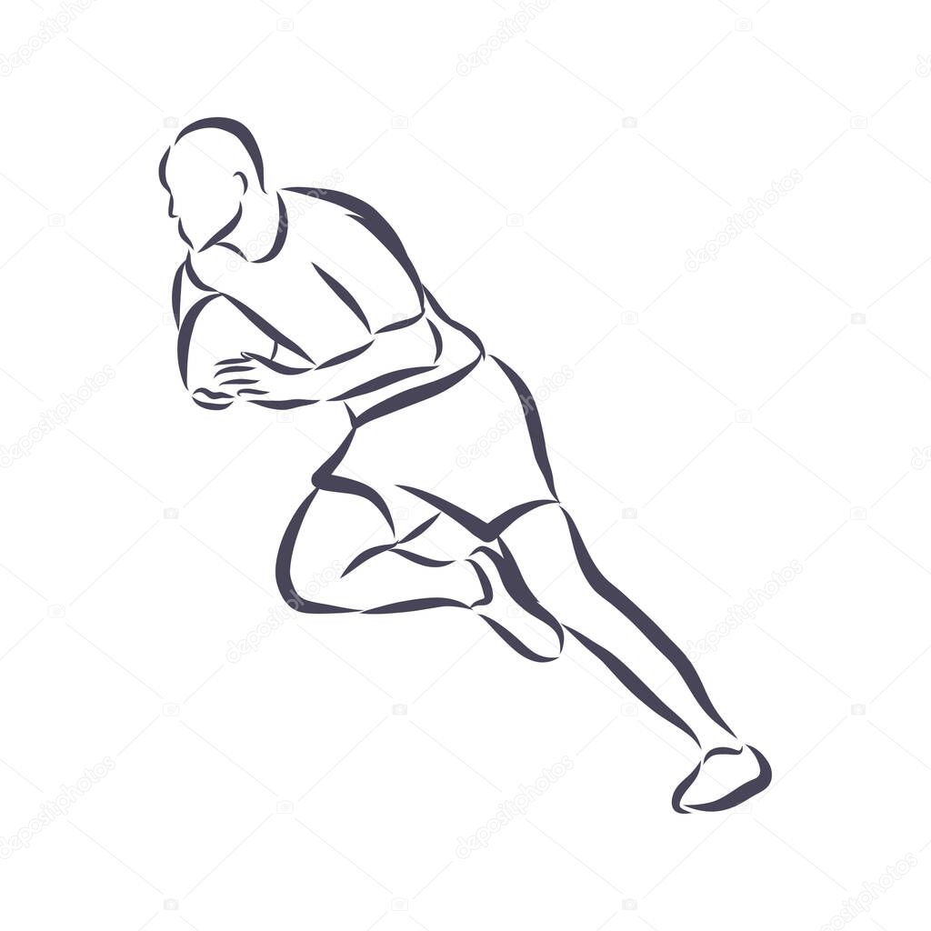 Vector illustration of a Rugby player wearing all black running