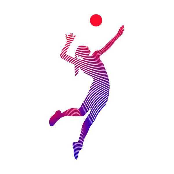 Joueur Volley Ball Service Balle Vecteur Noir Blanc — Image vectorielle