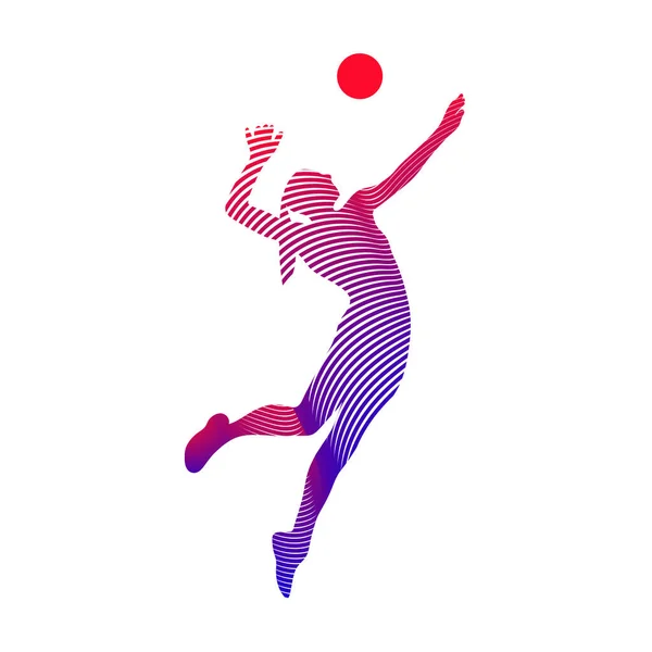 Topa servis yapan voleybol oyuncusu - siyah ve beyaz vektör