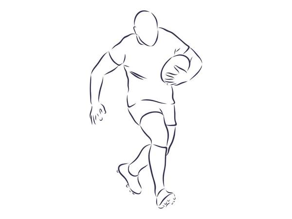 Ilustración Del Vector Del Jugador Rugby Hombre Corriendo Con Bola — Archivo Imágenes Vectoriales