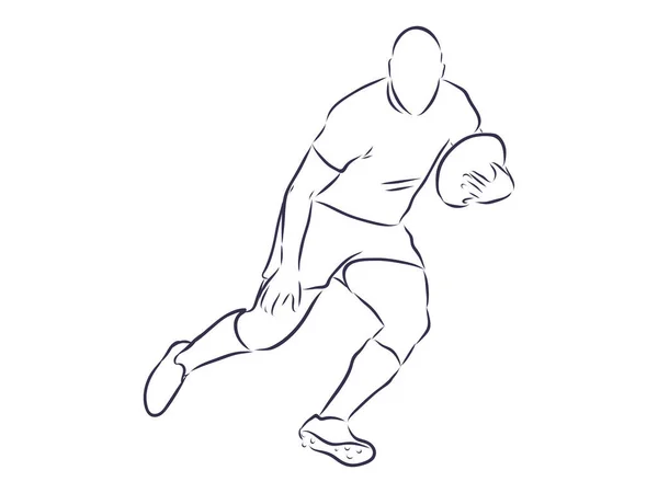 Векторная Иллюстрация Регбиста Бегущий Человек Мячом Руках — стоковый вектор
