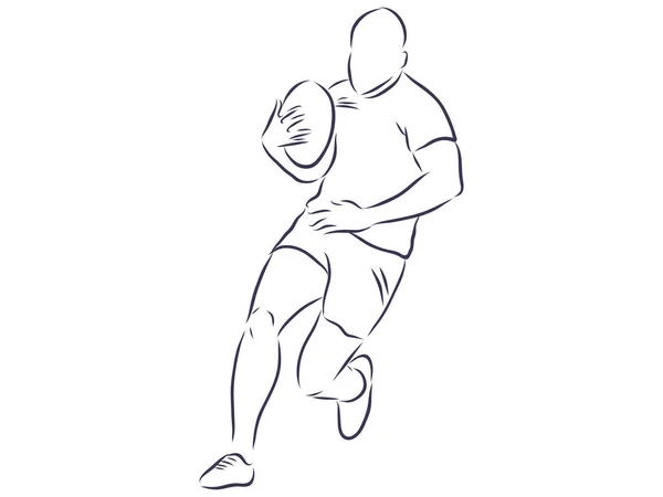 Illustration Vectorielle Joueur Rugby Coureur Homme Avec Balle Dans Les — Image vectorielle